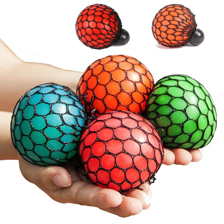 Funny Geek Gadget Vent Toy Hand Wrist Toy Stress Relief Squeeze Soft Rubber Mesh Ball Vent Grape Stress Ball